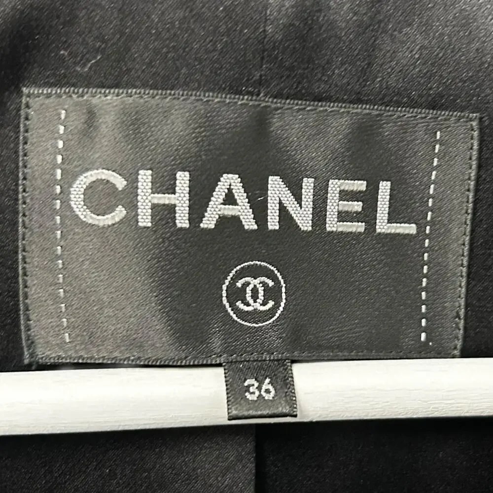 Chanel Black White Tweed Logo Button Front Jacket Size 36 / US 4 Luxury Corpcore